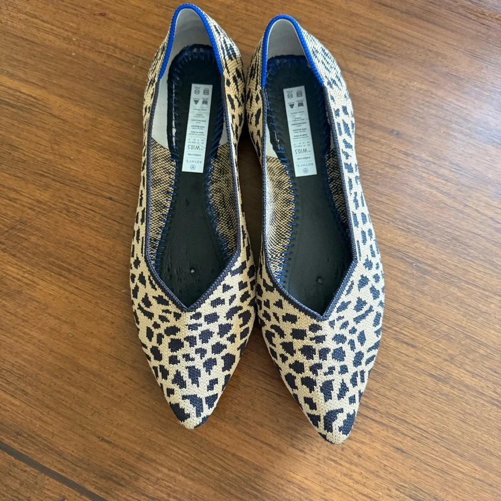 Rothys Womens The Point Leopard Cheetah Retired Animal Print Flat Shoes Sz 10.5 - Picture 4 of 9